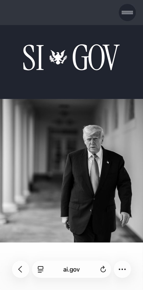 ICEMONEYMAKER's tweet photo. The U.S. government’s https://t.co/vIxC7VAnCw website is now using “SI” — Super Intelligence.

Just days after https://t.co/og9zwvzg5Y was registered under the Executive Office of the President.

First the executive order. Then the domain. Now the website changes. 👀 https://t.co/hyxJLEqr8A