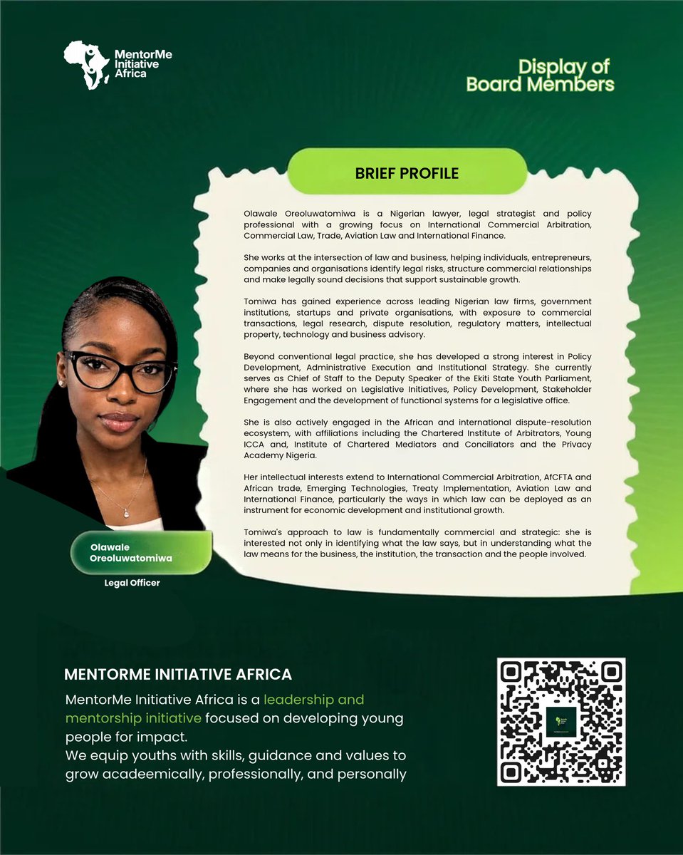 MMIAFRICA's tweet photo. MEET 𝐎𝐋𝐀𝐖𝐀𝐋𝐄 𝐎𝐑𝐄𝐎𝐋𝐔𝐖𝐀𝐓𝐎𝐌𝐈𝐖𝐀
𝐋𝐄𝐆𝐀𝐋 𝐎𝐅𝐅𝐈𝐂𝐄𝐑

We are pleased to introduce 𝐎𝐥𝐚𝐰𝐚𝐥𝐞 𝐎𝐫𝐞𝐨𝐥𝐮𝐰𝐚𝐭𝐨𝐦𝐢𝐰𝐚 𝐄𝐬𝐪, who serves as our 𝐋𝐞𝐠𝐚𝐥 𝐎𝐟𝐟𝐢𝐜𝐞𝐫.

Mentoring Minds. Shaping Futures. https://t.co/oPYqEmnfOv