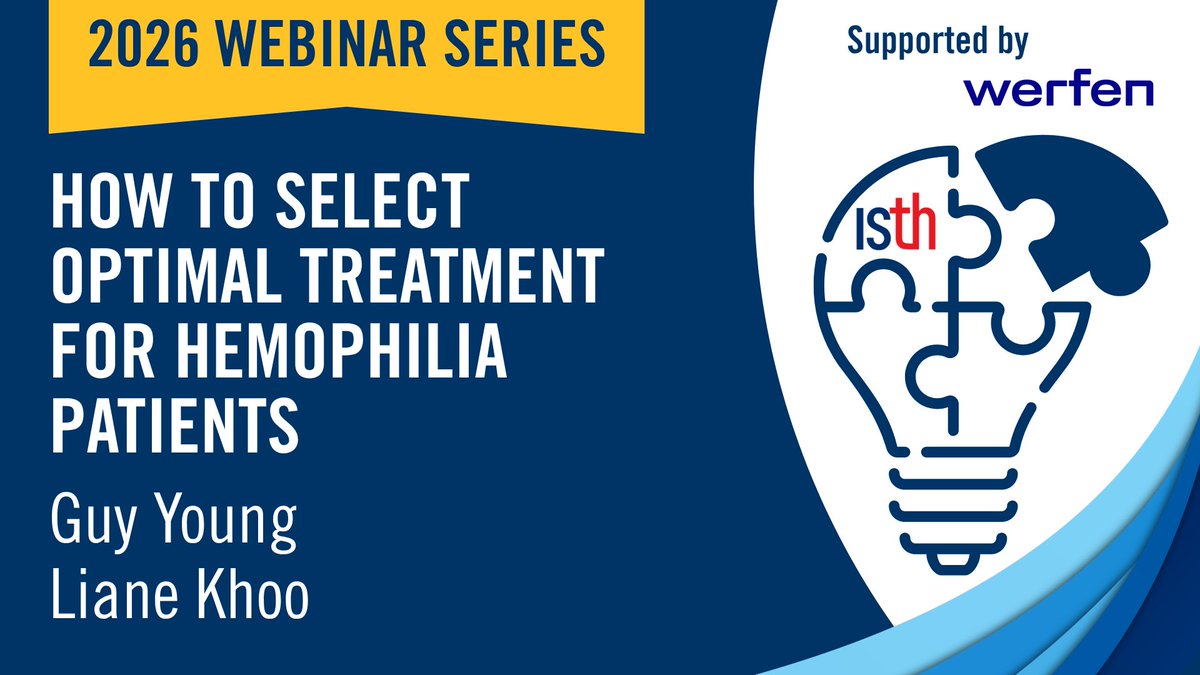 isth's tweet photo. Don't this upcoming ISTH webinar, “How to Select Optimal Treatment for Hemophilia Patients,” featuring expert presentations from Dr. Liane Khoo and Dr. Guy Young on Oct 30.
🔗Register: https://t.co/1FVSTDzCOS. This webinar is supported by @WerfenNA https://t.co/lHxehmgkR9