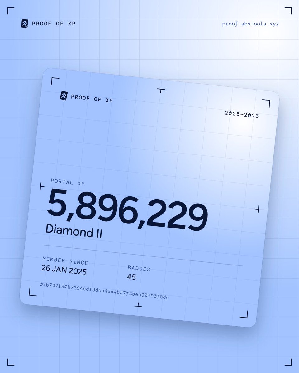 LaaLaa_eth's tweet photo. My Abstract XP, now onchain on Ethereum: 5,896,229 XP · Diamond II.

Abstract closes Dec 15. Claim your proof: https://t.co/2Iv7EeTIdO https://t.co/dd1PokMHyZ