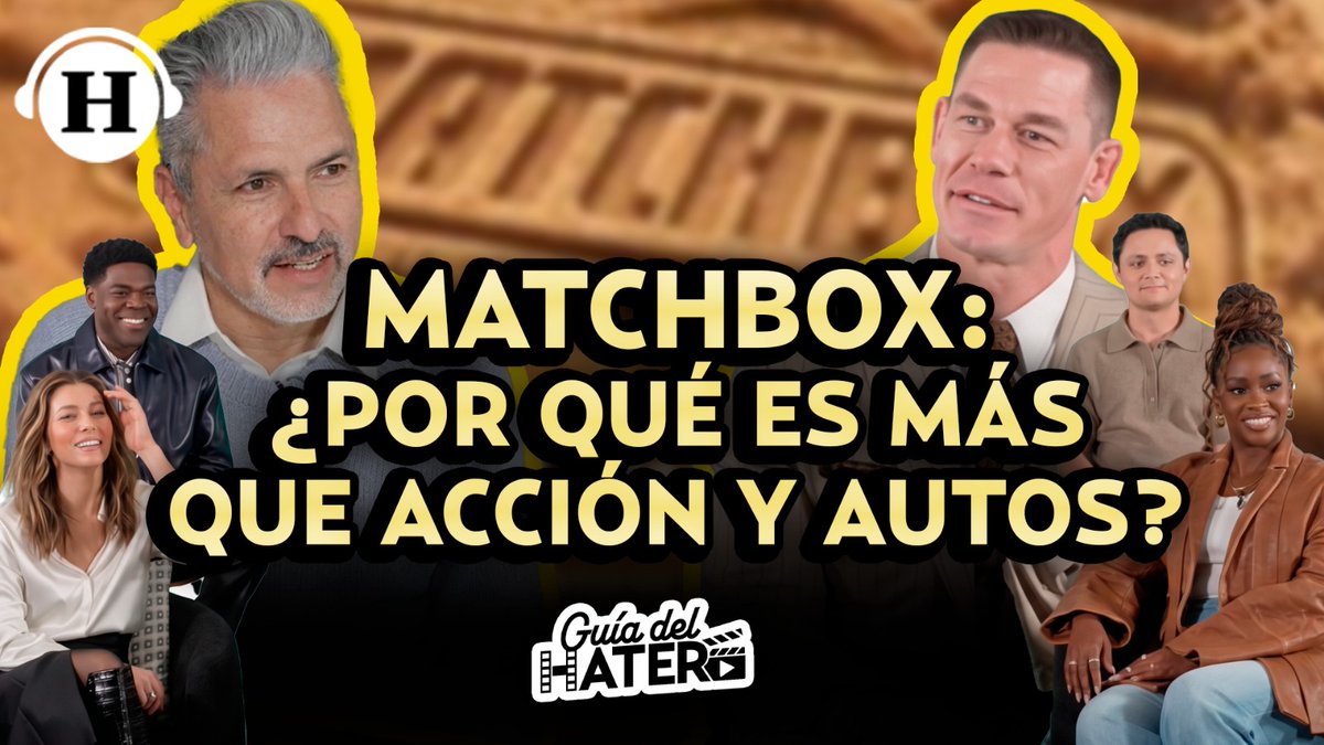 A YouTube-style thumbnail titled 'MATCHBOX: ¿POR QUÉ ES MÁS QUE ACCIÓN Y AUTOS?' from the channel 'Guía del Hater', featuring multiple Hollywood actors.