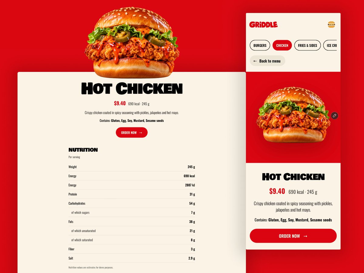 alexmgraph's tweet photo. Spent a few evenings building a smash burger site that I'd actually want to order from.

Turned it into a free Framer template. Steal it 🍔

https://t.co/EFCWgNHby4 https://t.co/8UEpYMJnP7