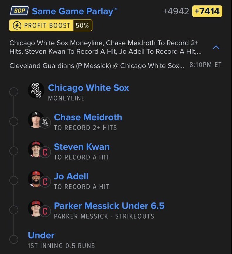 HARRYLOCKSqreg's tweet photo. ⚾️ GUARDIANS @ WHITE SOX SGP. 📈🔥
LOCK IT IN. @Playbook 💰 https://t.co/vDfNexrqdH