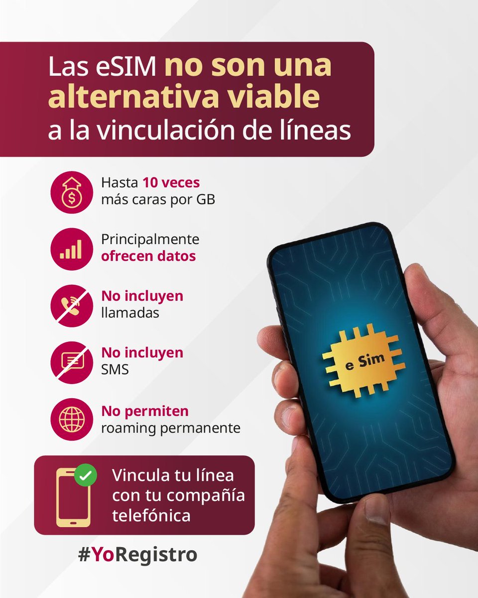 CRTGobMX's tweet photo. Mantener tu línea segura y accesible es fundamental para tu vida diaria. ☝️📲

Antes de contratar una eSIM extranjera, conoce sus condiciones y asegúrate de que cubra tus necesidades de comunicación.

Infórmate y mantente conectado. ✅

#YoRegistro https://t.co/frSsXkAtwi