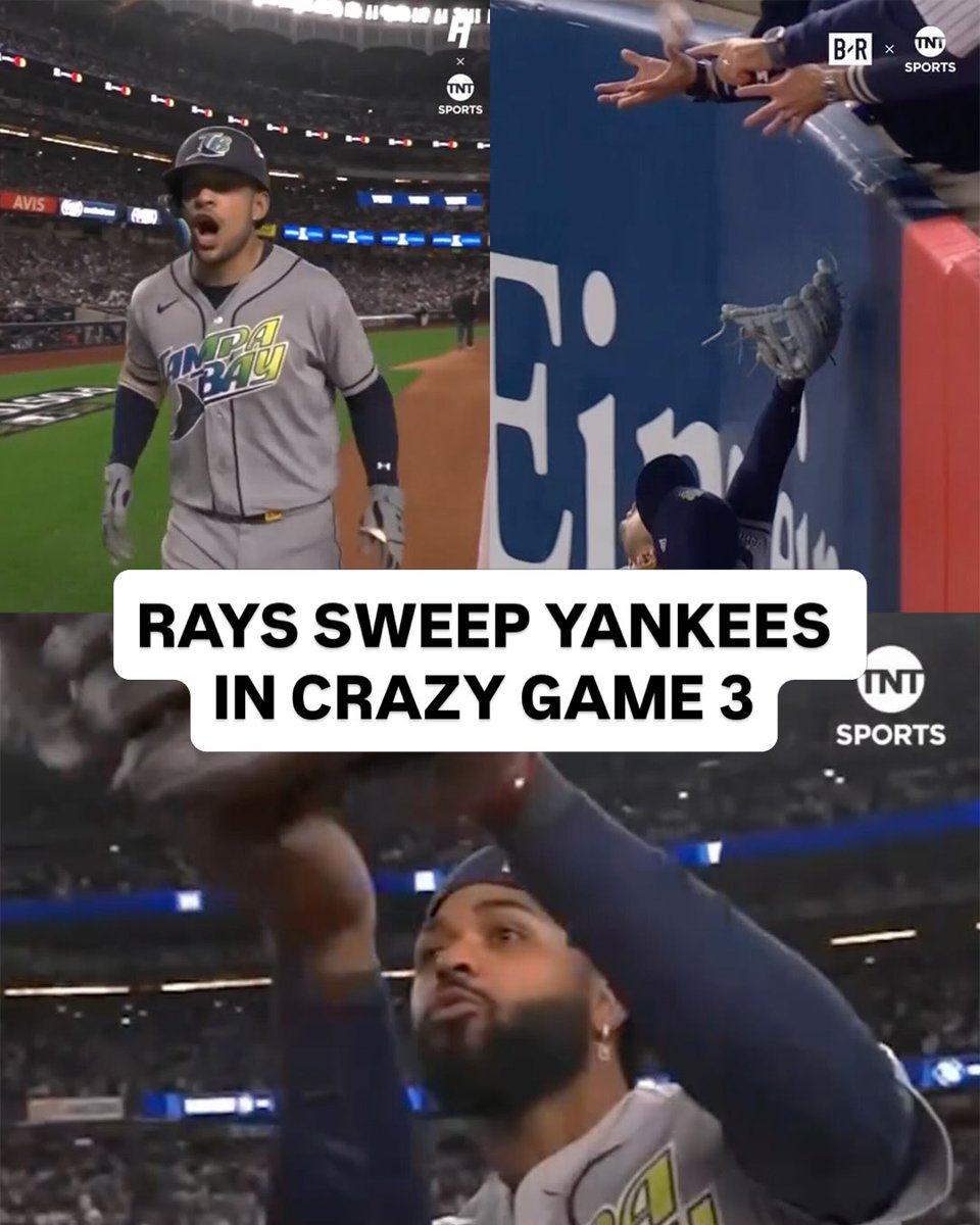 truTV's tweet photo. The Tampa Bay Rays complete the sweep in New York to move on to the ALCS 🧹

Here were the key moments 🧵 https://t.co/0qLh0UMrMB