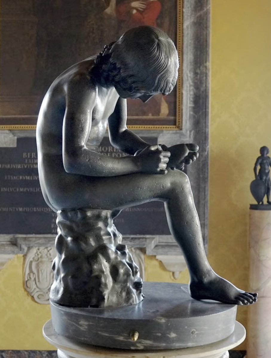 FLAGartNYC's tweet photo. 𝗖𝘂𝗿𝗮𝘁𝗼𝗿𝗶𝗮𝗹 𝗡𝗼𝘁𝗲𝗯𝗼𝗼𝗸: #CharlesRay’s “Shoe Tie,” 2012, reminiscent of the Greco-Roman bronze “Boy with Thorn (Spinario),” ca. 1st century BCE. “Shoe Tie” is included in “The Way We Live Now,” at The George Economou Collection, Athens, through March 2027. https://t.co/9DULSfsIMz