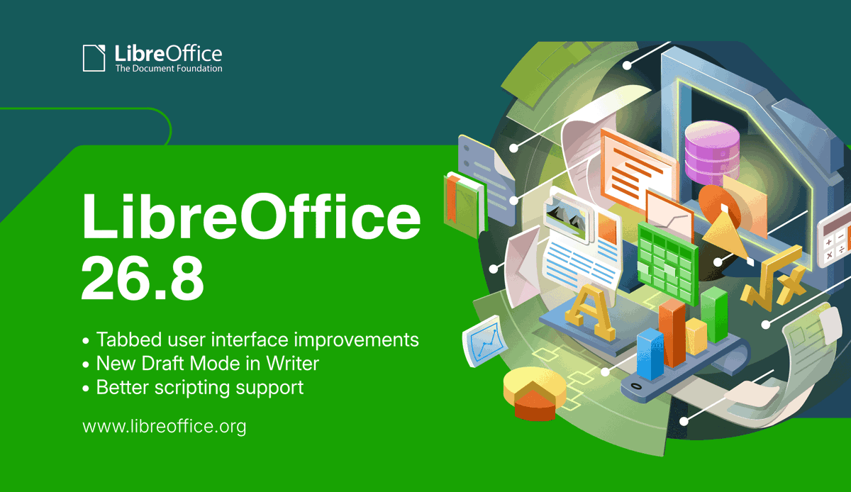 LibreOffice's tweet photo. LibreOffice 26.8.1 is now available:: https://t.co/65wdccSBtc https://t.co/412wdyd2hS