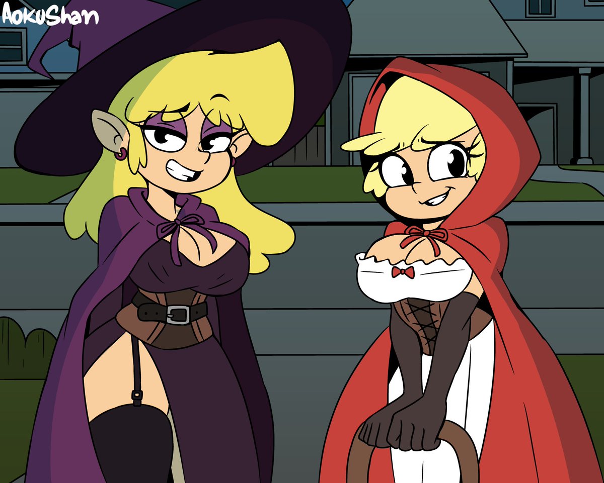 AokuShan's tweet photo. Lori and Leni (Witch &amp; LRRH) Happy Halloween https://t.co/tDnpoTak8B