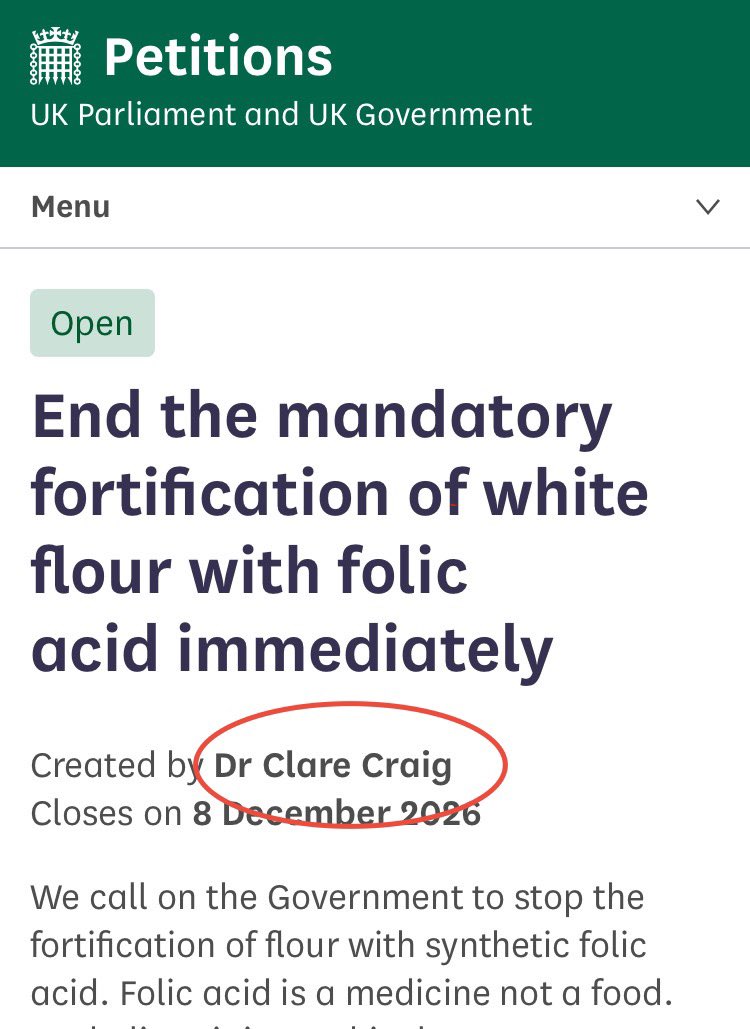 cjsnowdon's tweet photo. There’s a petition doing the rounds against fortifying bread with folic acid (which is safe and prevents spina bifida). It was created by one of the worst disinformation merchants from the COVID era who is, imo, evil. https://t.co/tVuUNuQnKk