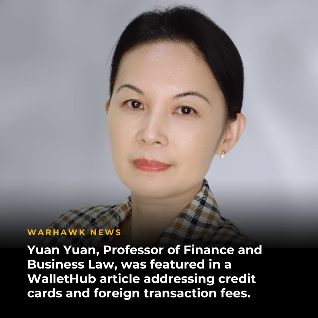 UWWCoBE's tweet photo. Yuan Yuan, professor of finance and business law, was featured in WalletHub for her expertise on credit cards and foreign-transaction fees.
Click the link below to read more! ⬇️
https://t.co/VlDO9omS1G
#UWWCoBE #UWW #CoBE #UWWhitewater https://t.co/Xn5LsdDVeo