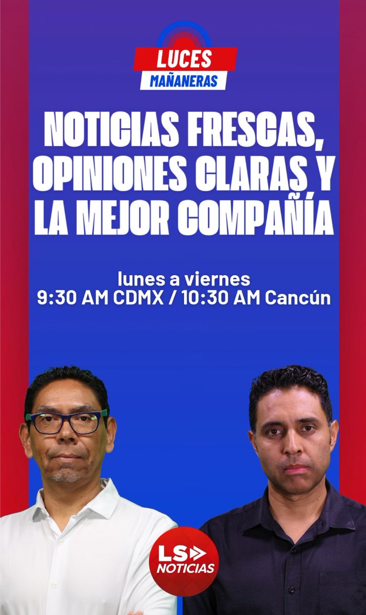 lucesdelsiglo's tweet photo. ☀️📡 ¡Hay En Vivo hoy de Luces Mañaneras!
Noticias frescas, opiniones claras y la mejor compañía.
🕤 9:30 AM CDMX / 10:30 AM Cancún
👉 Activa el recordatorio y conéctate EN VIVO.
Con @ZosimoCamacho, @A_lAtaque y José Luis Carrillo
#LucesMañaneras #EnVivo #LSNoticias #Noticias #NoticiasLucesDelSiglo