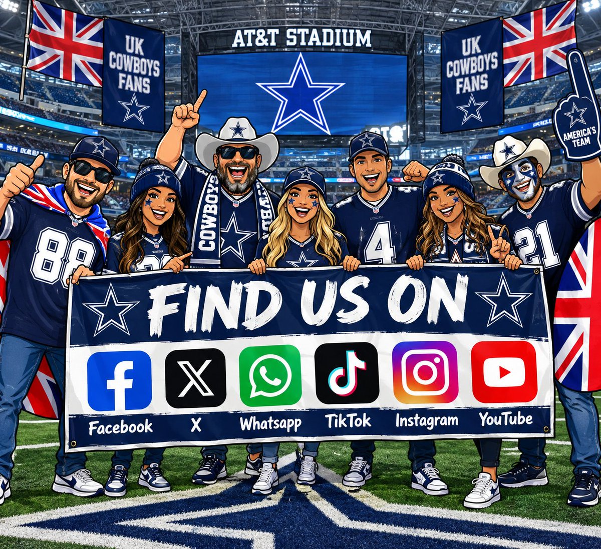 UK_CowboysFans's tweet photo. Don't forget Cowboys family, you can find the fan group on multiple social media platforms
So be sure to join for even more Cowboys banter with fellow fans

Drop us a message for the links

#CowboysNation #NFLUK #NotJustAmericasTeam #DallasCowboys https://t.co/r0SE0dKTQr
