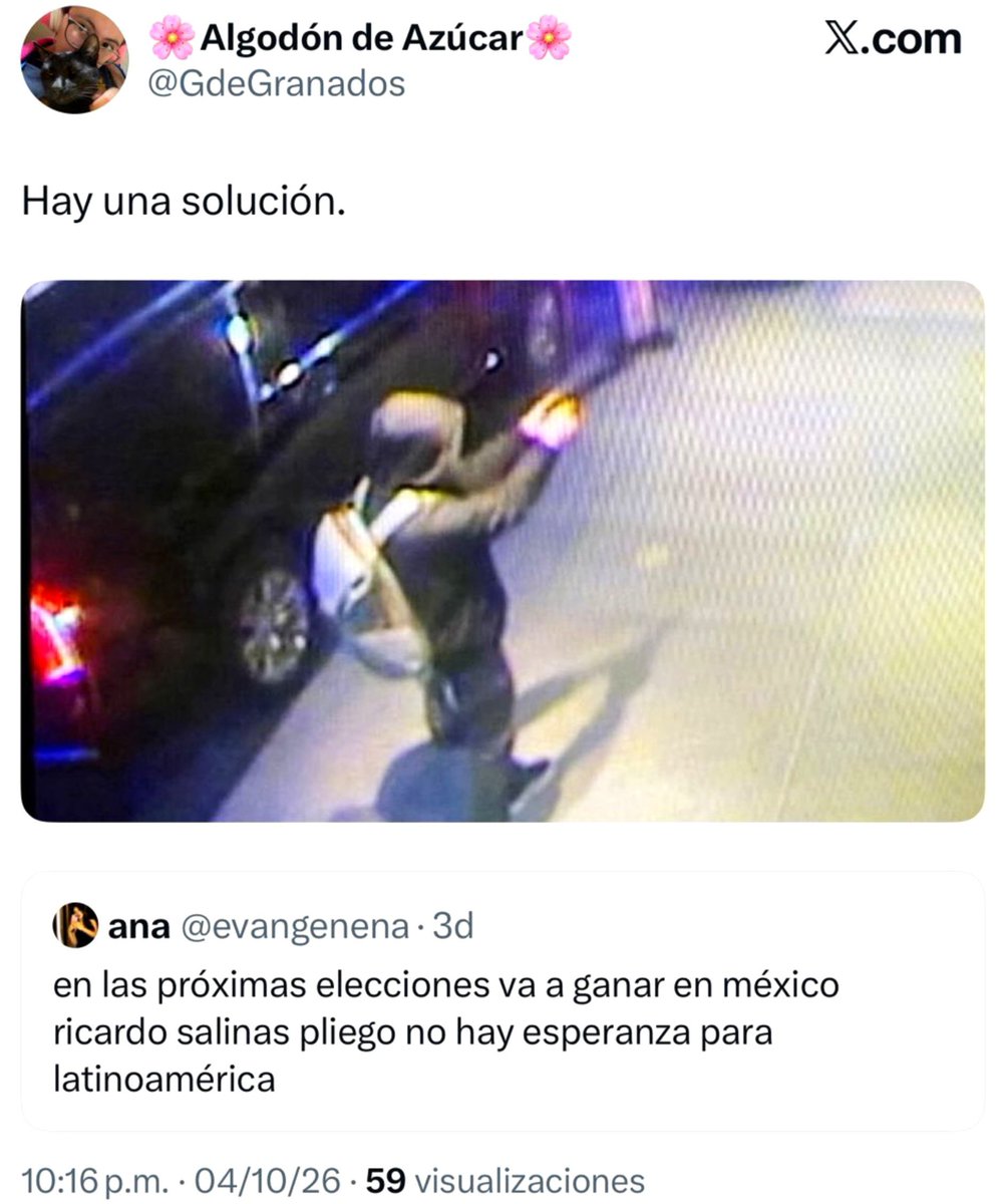 Alfie_Acosta's tweet photo. ¡Ojo! La chaira @MiniMiniGranada, que ya hasta cambió su nombre de usuario, está incitando a asesinar al empresario @RicardoBSalinas, esto porque puede ganar la presidencia en 2030.

La cobarde ya borró su tuit, pero aquí lo tenemos para exhibirla.

Ya saben... ¡HAGAMOS MAGIA! 🫰🏻✨