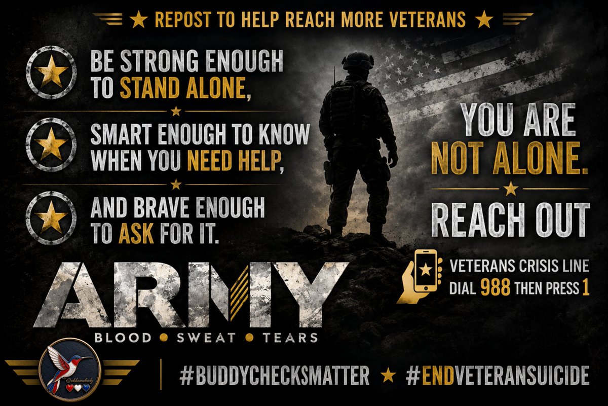okhomebody's tweet photo. TUE☑️Veteran✔️Buddy Checks✔️
Morning, my friends. A simple conversation has a way of brightening an ordinary day. I hope you find one that leaves you smiling, or that you make one for someone else. I love all y'all! ❤️🤍💙
💪🏼@ArmyVet97 @OzarksCurly @acls9_9 @ke_jenning3137 @surfbag @wjones795 @mmoyak @lupash8 @SignalsoldierX1 @VanHoose2024 🙏🏼 @TimEvan06955362 @ArmyVet971 @paul_merrey1945 @stvwht @Borderleegion1 @MAGALinaka @JSVollrath @Xbannedado79645 @MaxxisWolf @lee_littlebugs1 @jims7493 💪🏼