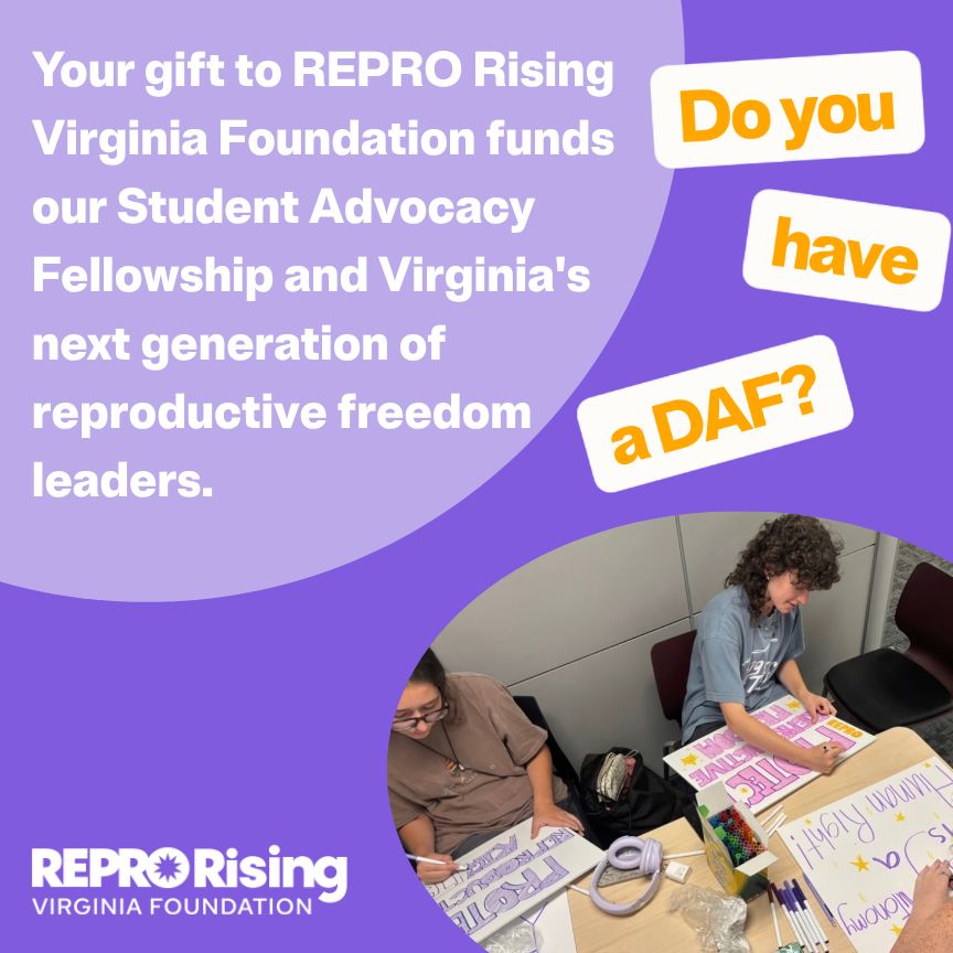 REPRORising_VA's tweet photo. Meet the future of reproductive freedom in Virginia. Make sure you get your DAF gift in today to fund the next generation of advocates. Click the link: https://t.co/SnKCFNbnlB
#DAFDAY #RiseUpforREPRO #StudentAdvocacyFellowship #ReproductiveFreedom https://t.co/VyJe3Zjltm