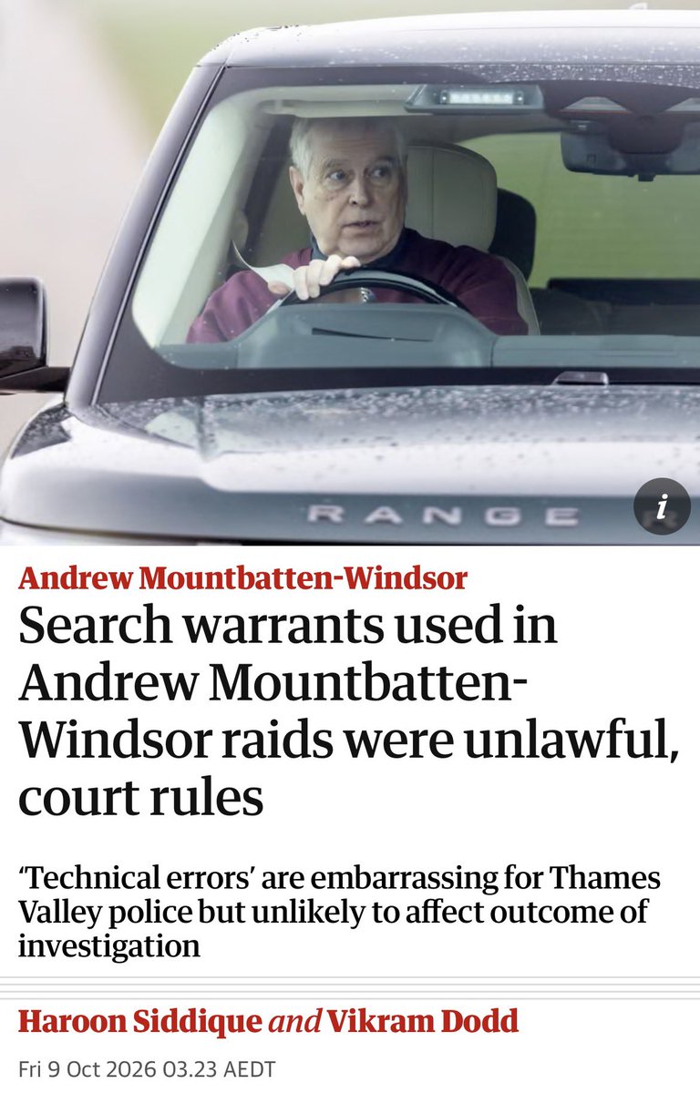ZandiSussex's tweet photo. The search warrants in Andrew’s case being ruled unlawful should surprise no one. This was only ever a PR exercise to hide the fact that the royal family have been protecting Andrew for decades. The British police too will bend over backwards to ensure he remains protected.😩 https://t.co/93WiqixQSZ