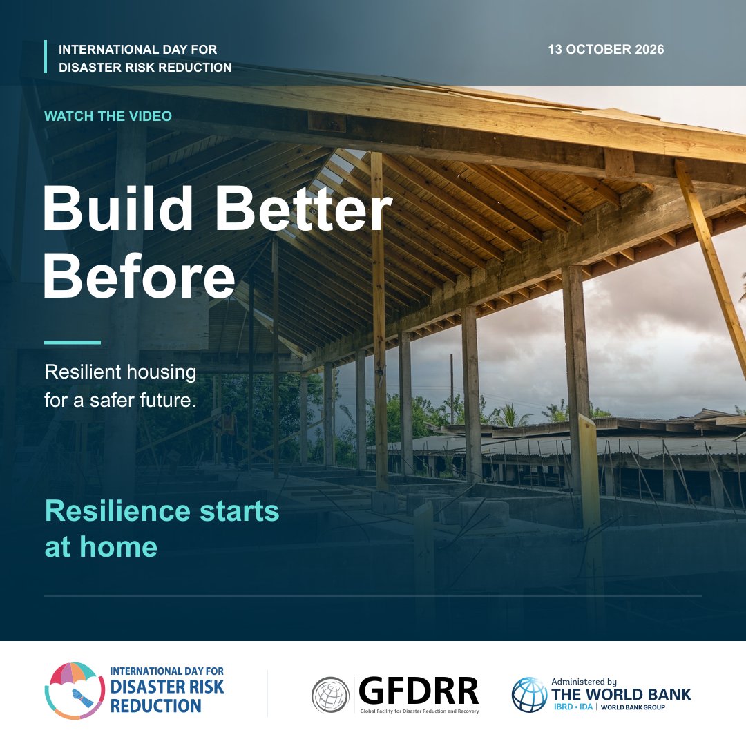 GFDRR's tweet photo. As countries everywhere strive to build safer and more resilient housing, Japan’s experience offers a few invaluable lessons:
1⃣Preparedness over reaction
2⃣Forward-looking, localized design
3⃣Speed with quality
Learn more: https://t.co/LA4APNJfX2
#ResilienceStartsAtHome #DRRDay
