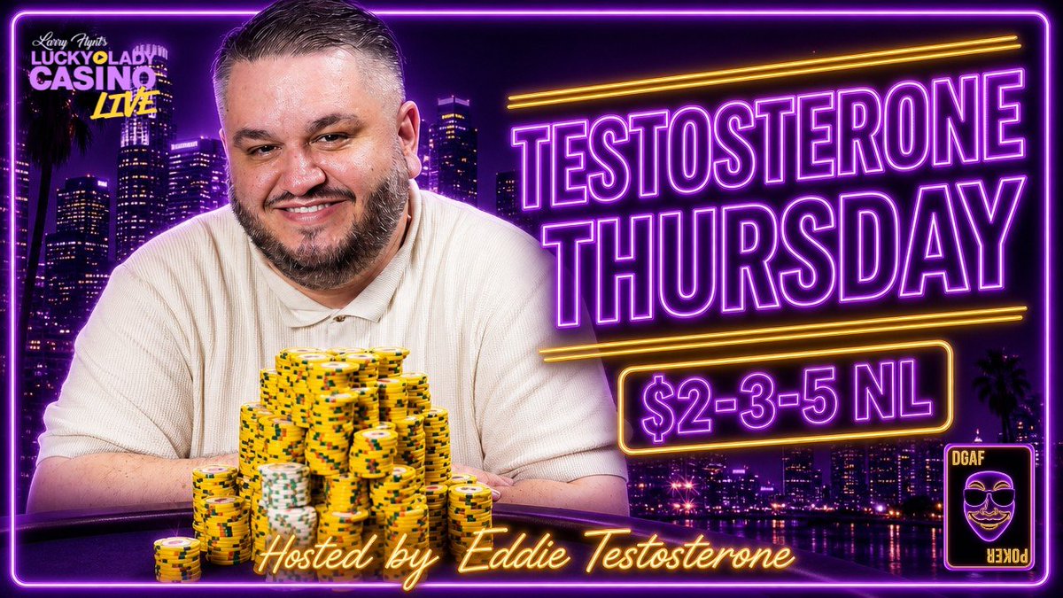 LLCLPokerShow's tweet photo. 🤑TESTOSTERONE THURSDAY🤑
@LarryFlyntsLL @11eddie 

Tonight, enjoy FUN $2-3-5 action!
GAME TIME: 10 PM⏰
📺:https://t.co/3tC4VssBZM

⭐️THE DEGENS⭐️
Sticky Sean😈
Brantzen♦️
Pinkie🩷
LL Patrick😎
Hank the Tank🥵
Buinny🐰
Poker Choppy🔪
Old Man Beer🍺
Special Guest👀 https://t.co/hhBpwZVuhJ
