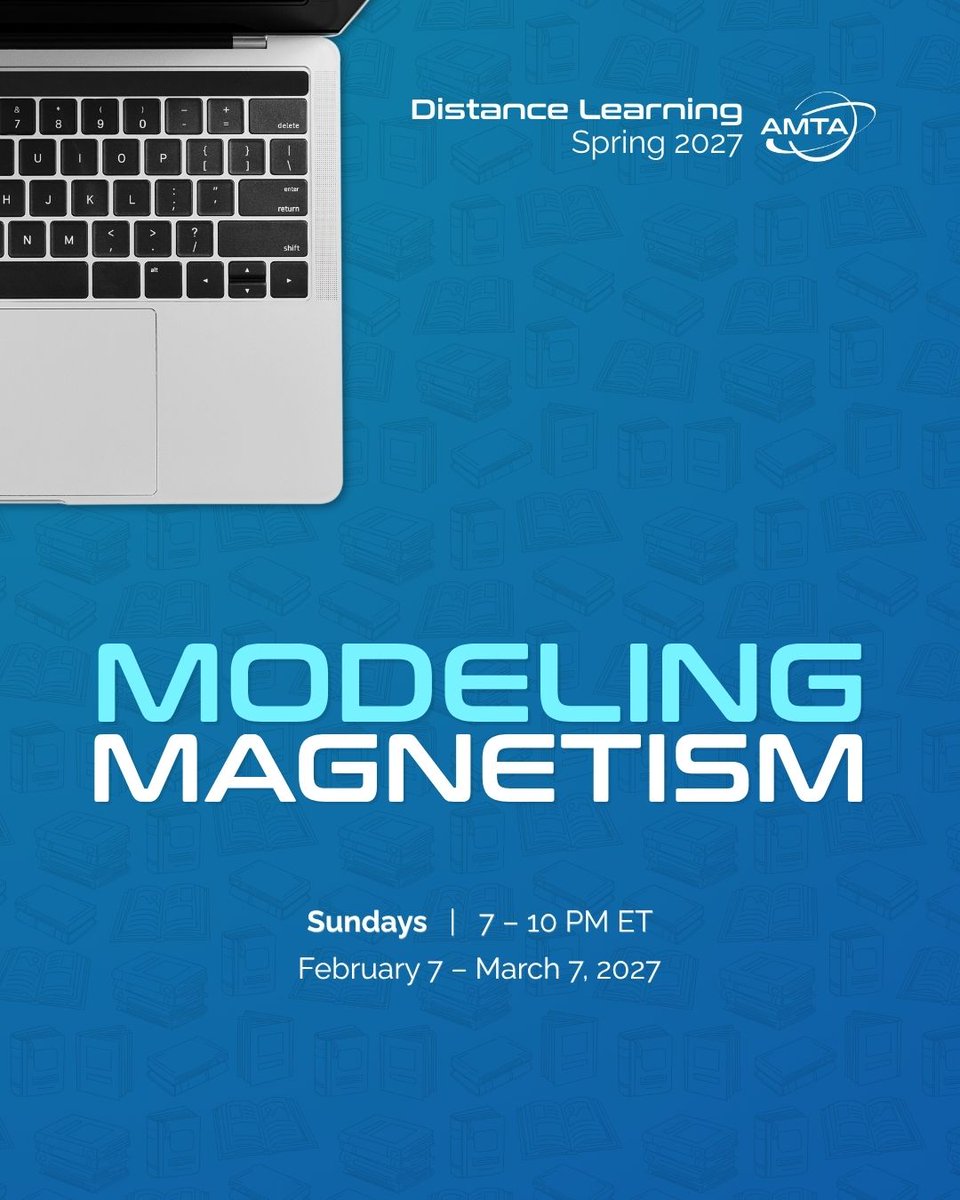 AMTAteachers's tweet photo. Teaching AP Physics 2 or advanced physics? Join Shannon McLaughlin &amp; Geoff Nunes for Modeling Magnetism, a 5-week synchronous Zoom workshop.

Sundays, Feb 7–Mar 7, 7–10 PM ET
$400 members / $475 non-members
Includes FREE 1 year AMTA membership!

Register: https://t.co/Z7eOGxuWbM https://t.co/6Rpcw5HdFC