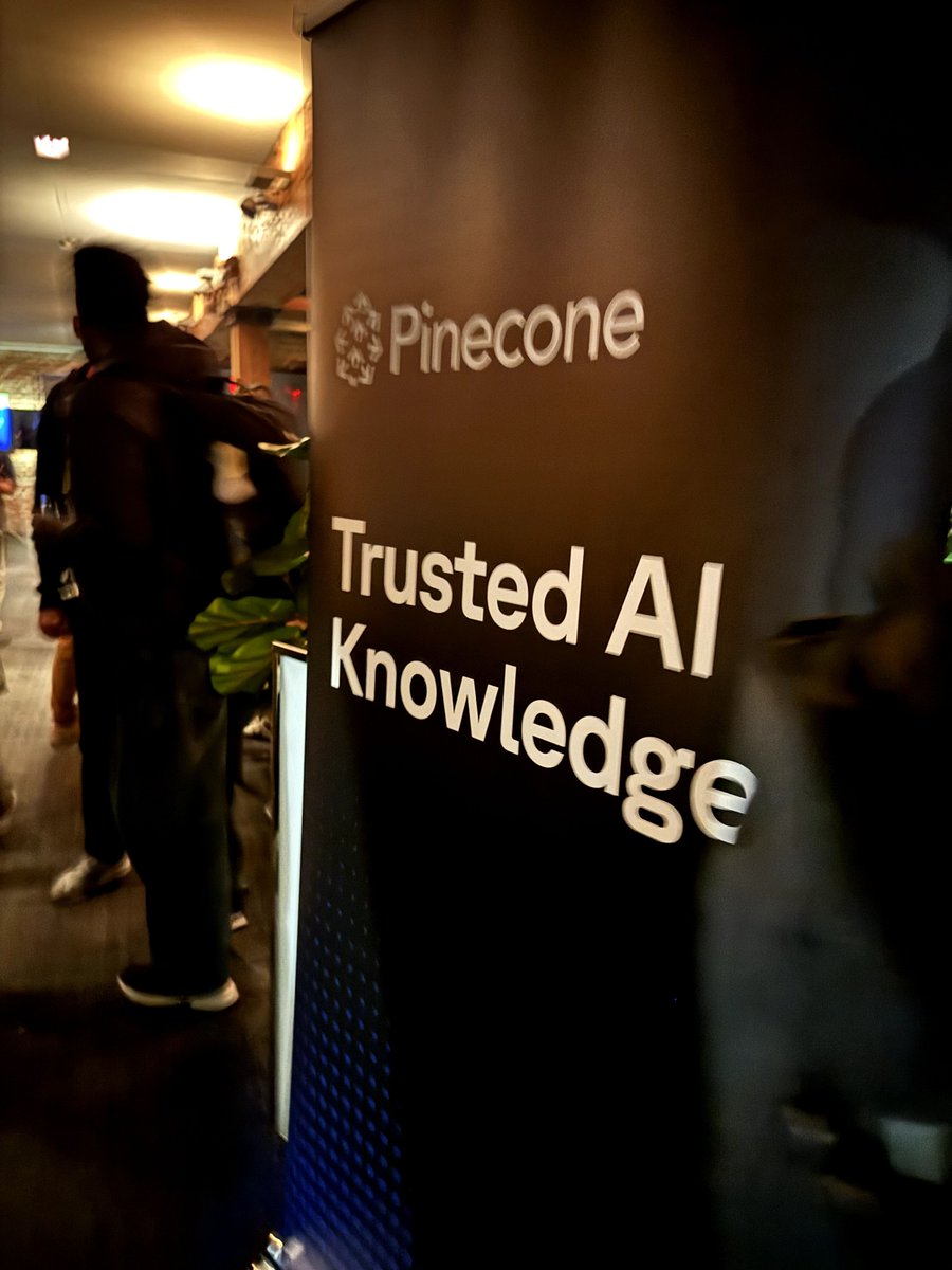 pinecone's tweet photo. What a great night at #SFTechWeek!

We had an incredible time bringing together AI builders, engineers, and founders for our Agentic Knowledge Happy Hour!

The evening was filled with great conversations, new connections, and a live demo from Joerg Schad, our VP of Engineering, showcasing how to build knowledge into AI agents at scale.

If you want to try out what Joerg demoed, sign up for a free Nexus trial:  https://t.co/SI5CeyINHy 

A huge thank you to everyone who joined us! We love seeing this community come together.