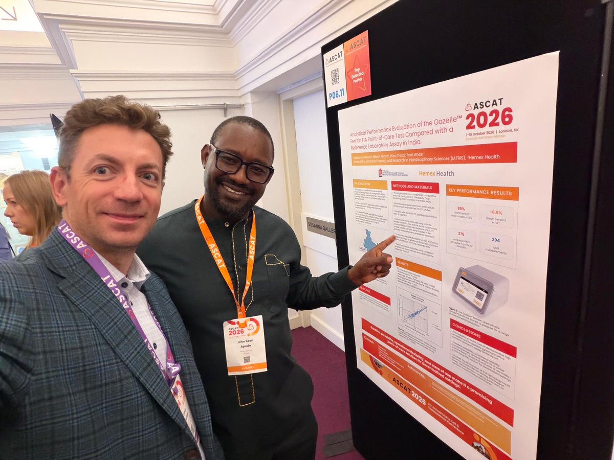 HemexHealth's tweet photo. It's wonderful to be at #ASCAT2026 in London!
Our Hemex Health team is enjoying the opportunity to reconnect with colleagues, research collaborators, and supporters who share our commitment to advancing sickle cell care and expanding access to diagnostics.
#Gazelle https://t.co/UqVBIVqBL1