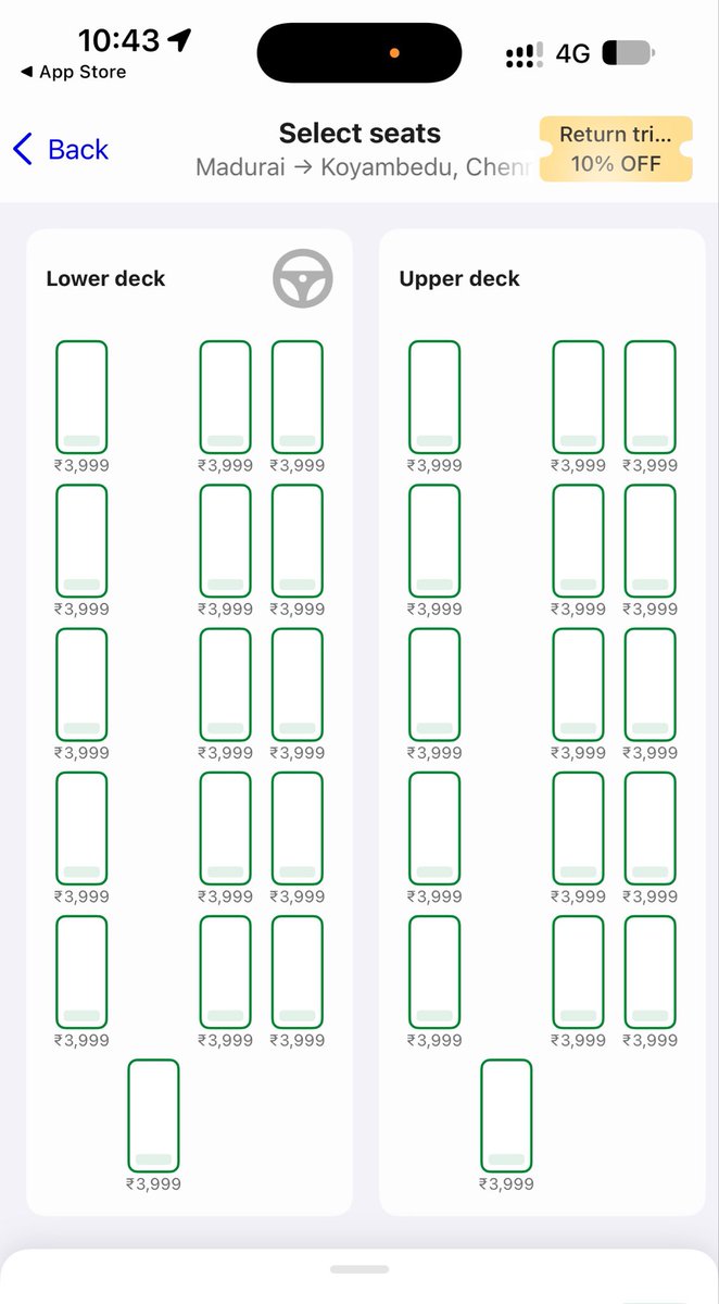 drhakkim's tweet photo. No glitch. No editing. Just real prices!

I selected a specific bus category and applied the sort filter.

Madurai–Chennai (Oct 16):
Other omni bus  – ₹3,999
omni bus – ₹4,900

I’m not denying that ₹700 tickets exist. But does that mean these higher fares don’t exist?

I’m sharing screenshots with evidence. You’re responding with personal accusations. Let’s discuss the fares, not imaginary payments!