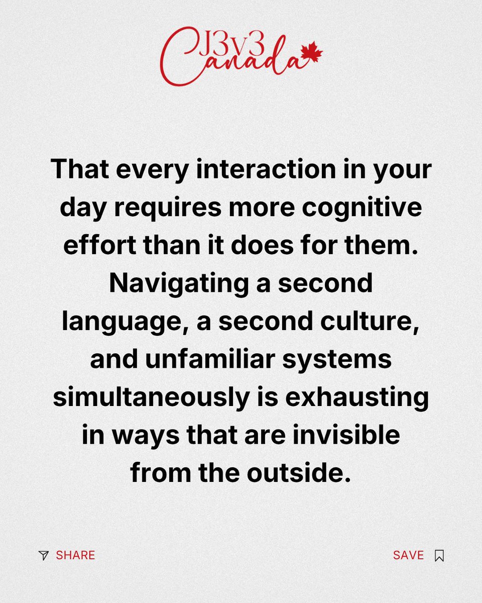 J3v3Canada's tweet photo. This carousel is for the immigrants who feel unseen and the Canadian friends who want to understand. Neither is at fault. Both deserve clarity. 
Save this. 
Share it.
#J3v3Canada #ImmigrantExperience #Unseen #CulturalDifference #Empathy #Understanding https://t.co/uDOr4KnERV