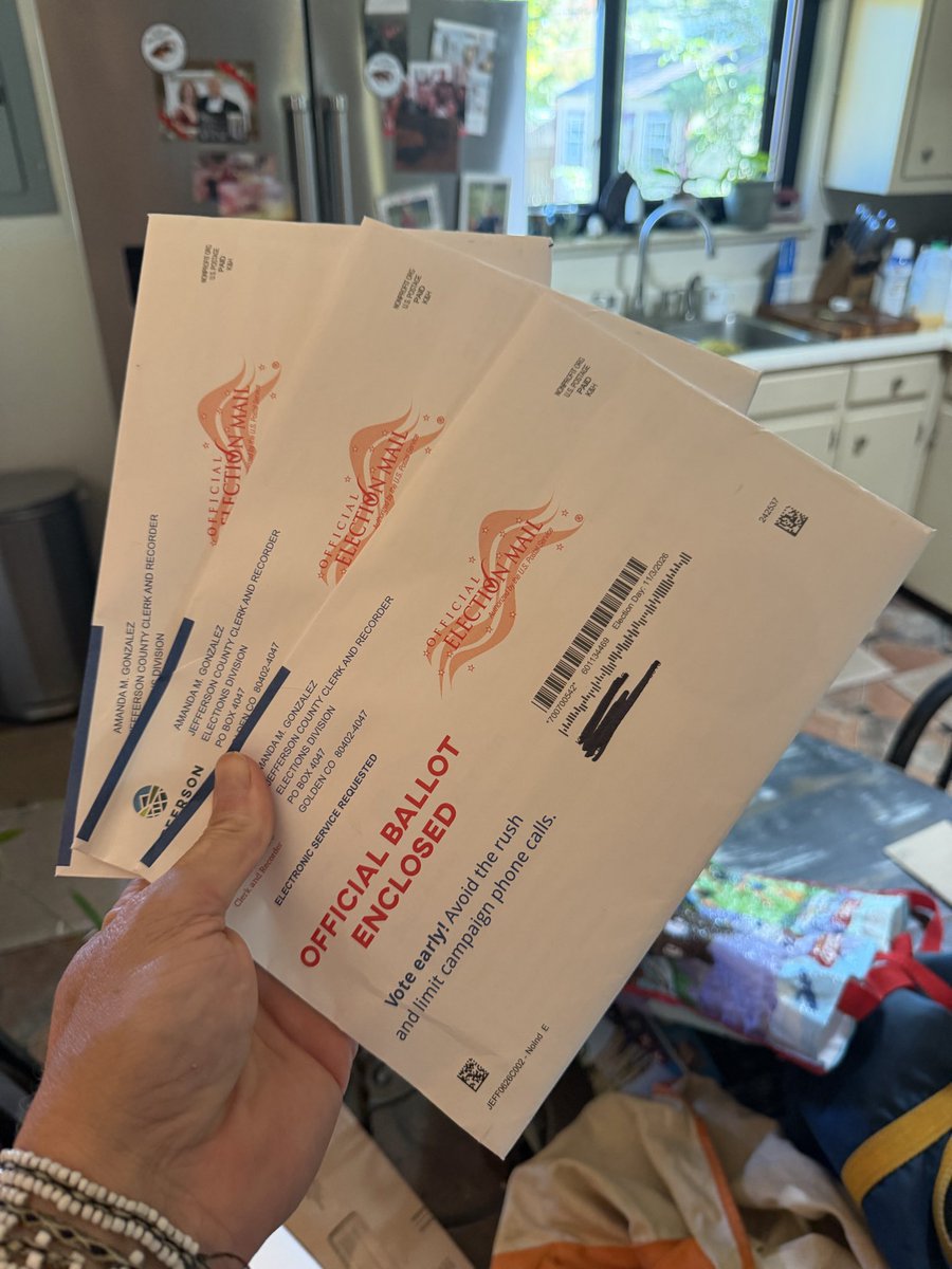 CWebbe's tweet photo. Oh look, yet another Colorado election where I receive both my son’s ballots.  Problem is they haven’t lived with me for more than 5 years.  Additionally,  my oldest son has lived in a different country for the past 4 years.  “Gold standard “  “safe and secure “ we are told.  If election security is this incorrect for me how much fraud is in the larger system.