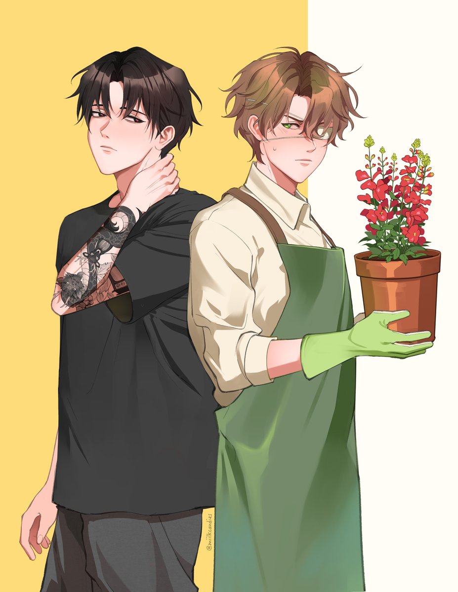 miilkcandies's tweet photo. tattoo x flower shop au or something 🌺 #gsgw #solsah https://t.co/wvWkv0naYK