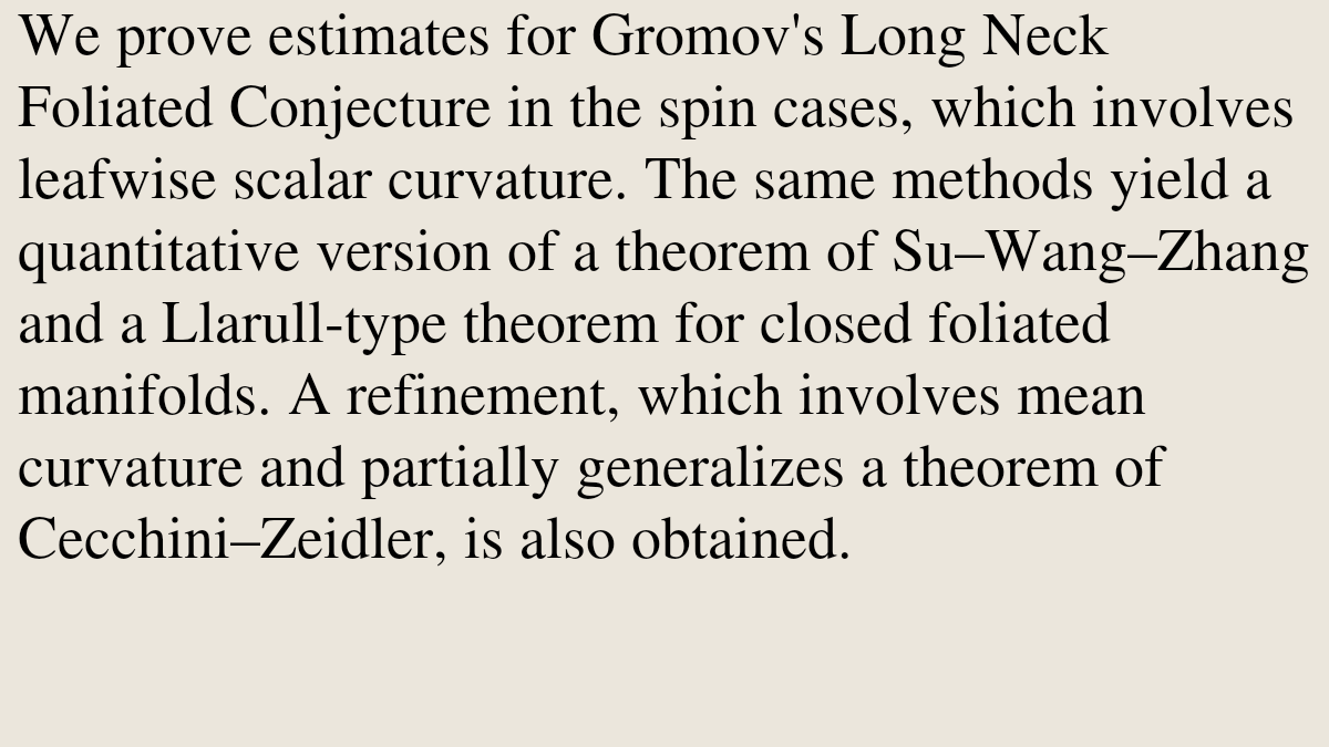 GeometryPapers's tweet photo. Positive Scalar Curvature on Foliations: Long Neck Problem

Hengyu Chen, Guangxiang Su
https://t.co/1DzBwpH0et [𝚖𝚊𝚝𝚑.𝙳𝙶] https://t.co/ElbRKxGabQ