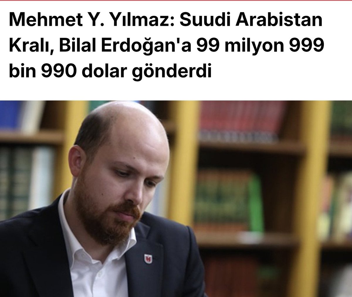 AteistAlbay1's tweet photo. Sahi 2012 tarihinde Suudi Arabistan Krallığı Bilal Erdoğan'a neden 100 milyon dolar göndermişti? Hatırlayan var mı? Hatırlatayım dedim. Başka ülkede olsa Başbakan istifa ederdi. 😡 https://t.co/fHFRBoj0O1