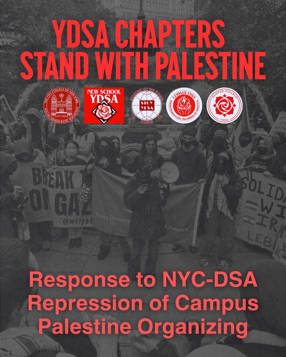 ccnysjpofficial's tweet photo. We stand in full solidarity with NYC-YDSA students. Read their statement regarding NYC-DSA repression which occured in response to YDSA student chapters endorsing yesterday's rally: https://t.co/uMX4Kiid9x https://t.co/QPlURF9zZ7