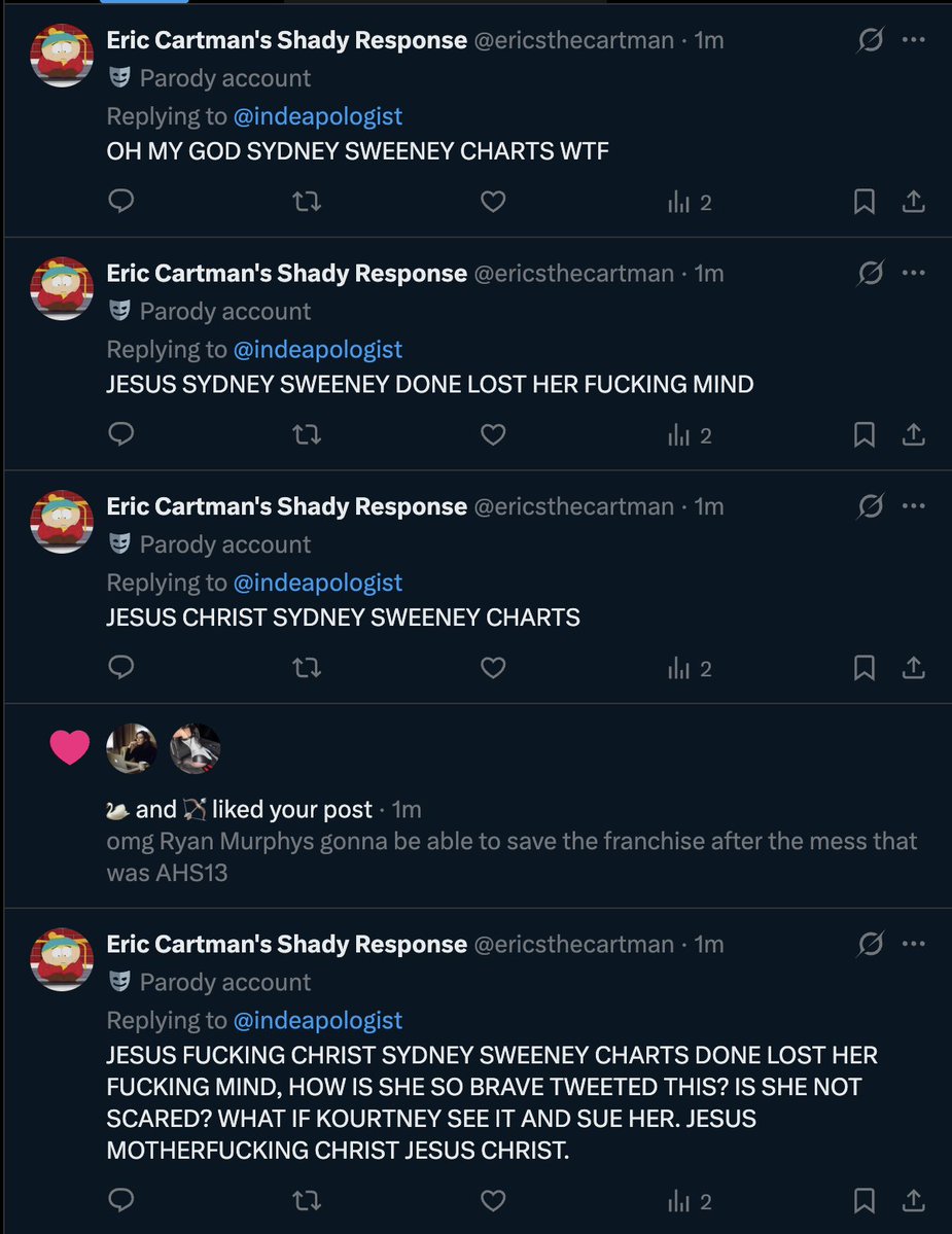 indeapologist's tweet photo. Eric cartman shady responses has lost his mind.... https://t.co/9acTNhwHE3
