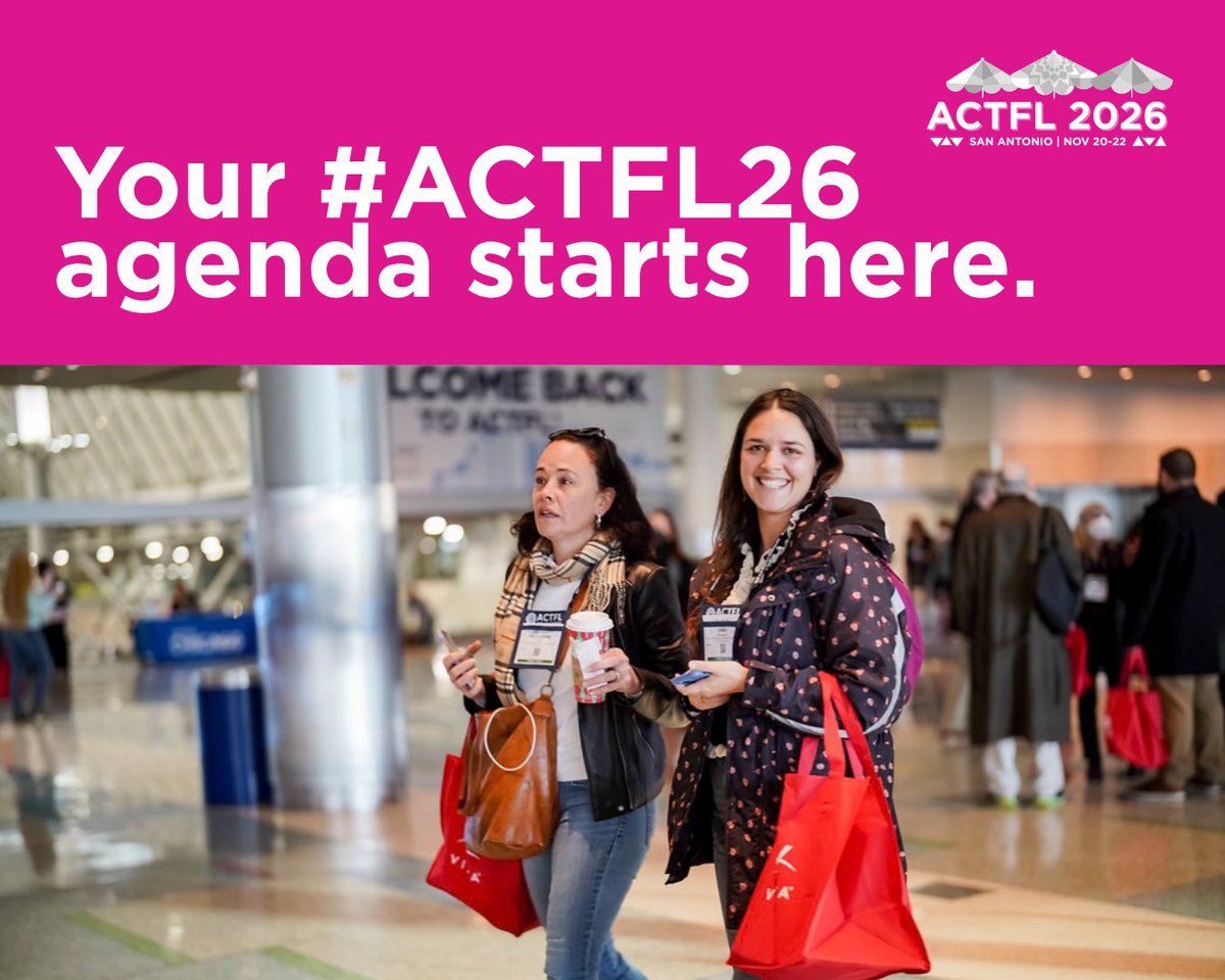 actfl's tweet photo. There’s a lot to experience at #ACTFL26. Now’s the time to make it yours. 📅

Explore the program, find the sessions that speak to your goals, and start building your personalized Convention agenda.

🔗 Build your agenda today: https://t.co/Nsn4GpBCzT https://t.co/7HXSjQv1Fr