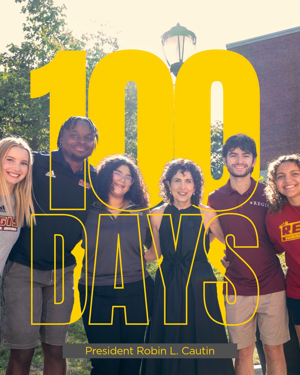 RegisCollege_MA's tweet photo. 100 days of new leadership, new connections, and a shared commitment to rising to the moment. 
 
We’re grateful for the care, creativity, and dedication that define our community, and we are excited to write the next chapter.
 
Here’s to 100 days and to our boundless potential 🦁 https://t.co/g3eCb9YhUh