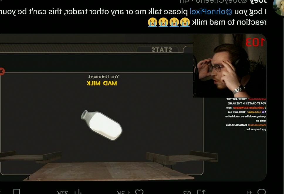 kimmichele4a's tweet photo. Counter Strike streamer freaks out over unboxing Mad Milk after trying TF2 crates
#Sneakerhead https://t.co/hJ8EeP5mXj