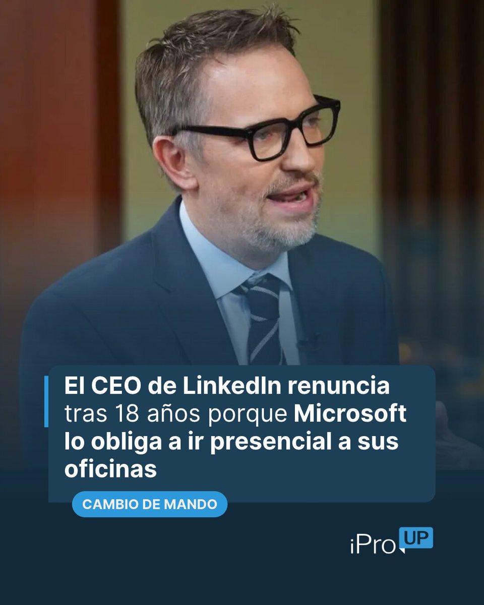 iproup's tweet photo. 💼 Ryan Roslansky dejará LinkedIn a fin de año tras rechazar la presencialidad de Microsoft.
🏢 Le pidieron mudarse a Redmond para asistir a diario.
📰 Leé la nota completa en el primer comentario 👇
#LinkedIn #Microsoft https://t.co/uQzDMERIvw