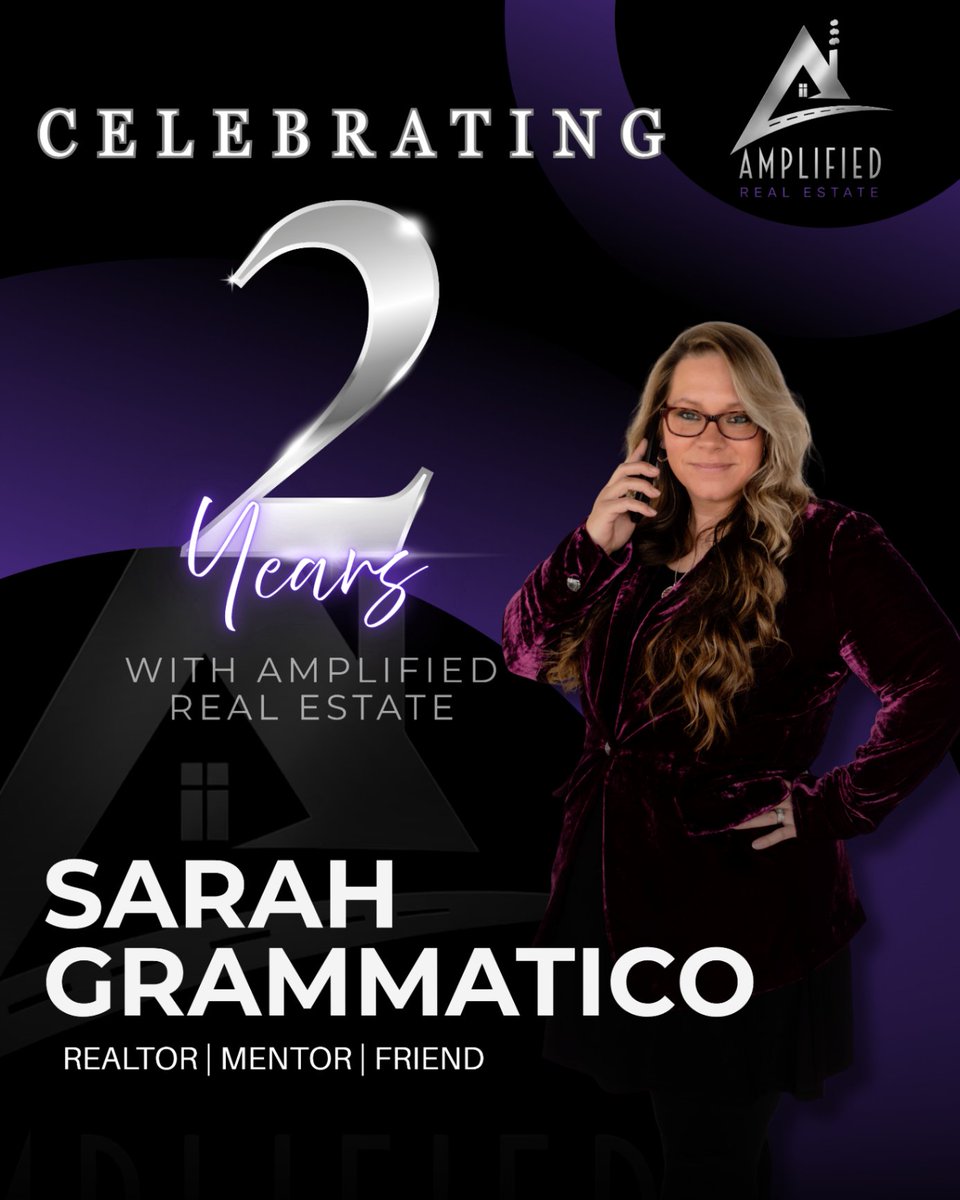 HooperAmplified's tweet photo. Celebrating 2 years of Sarah Grammatico at Amplified! 💜 REALTOR®, mentor, friend, and someone who makes everyone better. Thank you, Sarah! What’s your favorite part of a great team? #AmplifiedRealEstate #BrokerageCulture https://t.co/FxuaPLeXl3