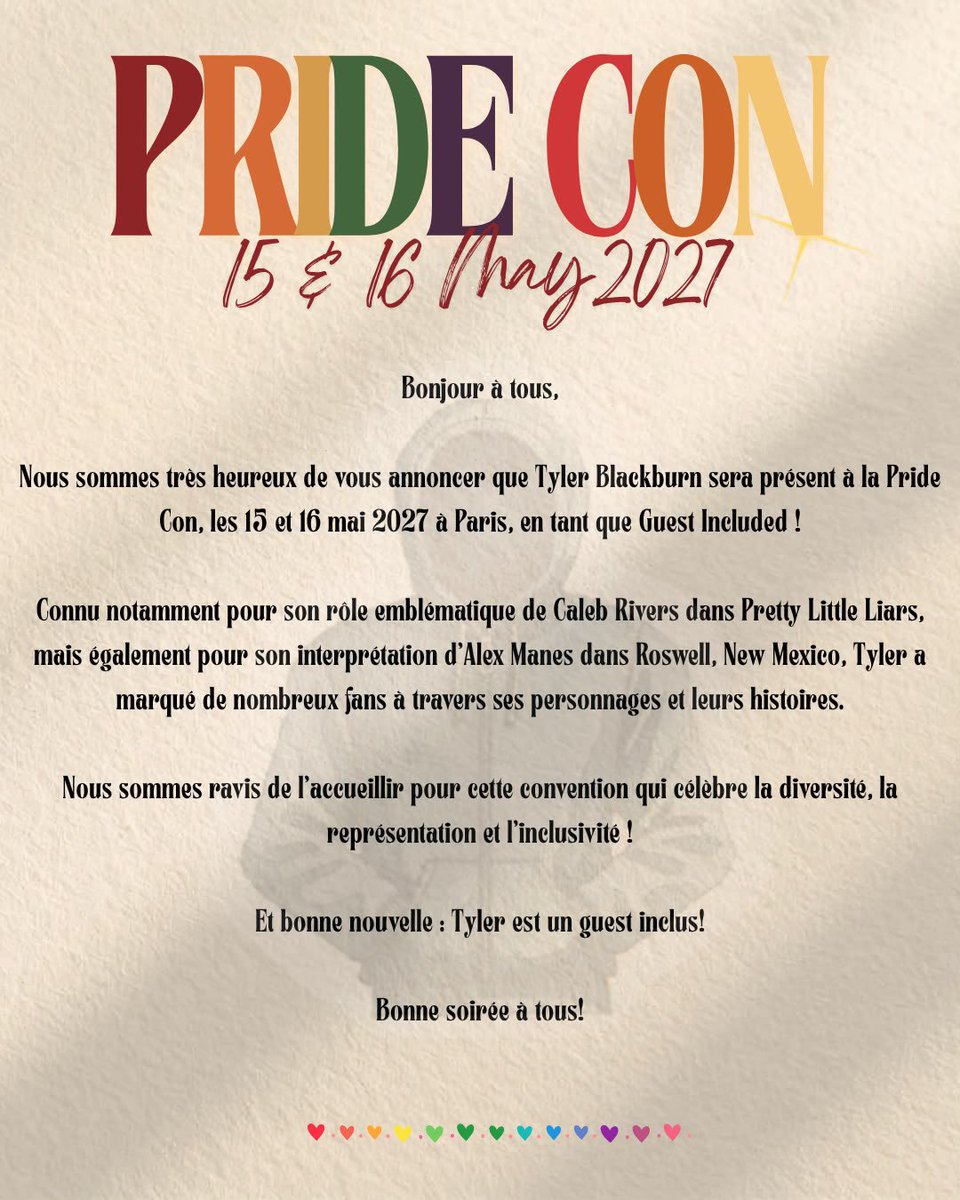 FrConventions's tweet photo. Tyler Blackburn sera à la #PrideCon de @Union_Conv https://t.co/husc2nqstU