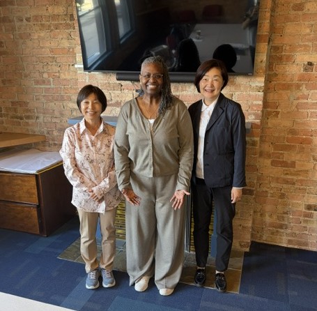 ChestnutHealth's tweet photo. Collaboration knows no borders! This week, Belinda Willis (center) met with Kaoru Ichikawa, Ph.D., founder of Resilie Laboratory in Japan (left), and Ayumi Nishikawa (right) to discuss the GAIN screener, Recovery Management Check-Ups and projects underway at Lighthouse Institute. https://t.co/sJaX47Il5X