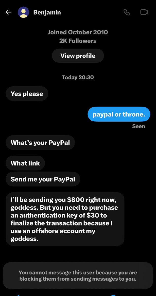 bz29442's tweet photo. i’m tired of these time wasters/scammers
let me make it clear I DO NOT PAY AHY FEE OR ANY BS AUTHENTICATION KEY- don’t come to me with this bs only real money. https://t.co/tsR0fQnvvZ