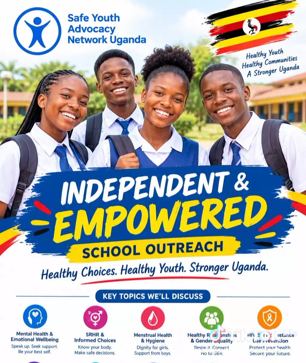 SafeYouthA's tweet photo. As Uganda celebrates 64 years of Independence, Safe Youth Advocacy Network Uganda (SAYA-UG) is taking the celebration to God’s Ways High School for a powerful youth health and empowerment outreach. https://t.co/obymywlbgy