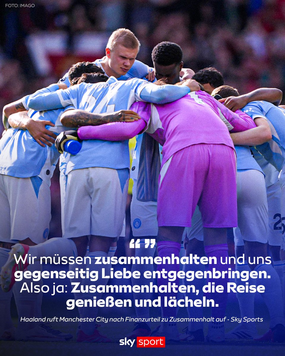 SkySportDE's tweet photo. Manchester City drohen nach der Verurteilung in 115 Anklagepunkten schwere Sanktionen. Haaland setzt dennoch auf Zusammenhalt und Optimismus. 🙏

#SkyPL #ManCity #Haaland https://t.co/2TElKDfib9