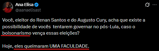 peppipets's tweet photo. Uma coisa é um perfil aleatório falar uma besteira dessas

Outra coisa é uma parlamentar eleita

Tem que ser responsabilizada criminal e eleitoralmente

Espero que os políticos e jornalistas façam algo https://t.co/fSy27HruoB