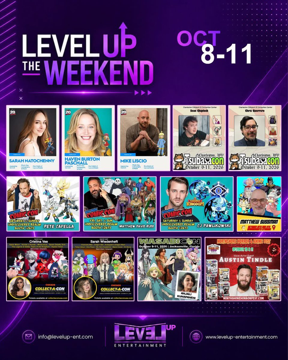 LevelUpVO's tweet photo. Happening right now… our October is rolling right along popping up everywhere from the BIGGEST Pop Culture party in NYC to anime, horror, and TCG shows. We are at @NY_Comic_Con @tsubasacon @WasabiCon @Collect_A_Con #northshorehorrorandanimefest @Jusacardshow. Come say HI to us. https://t.co/FoAjvstUwY