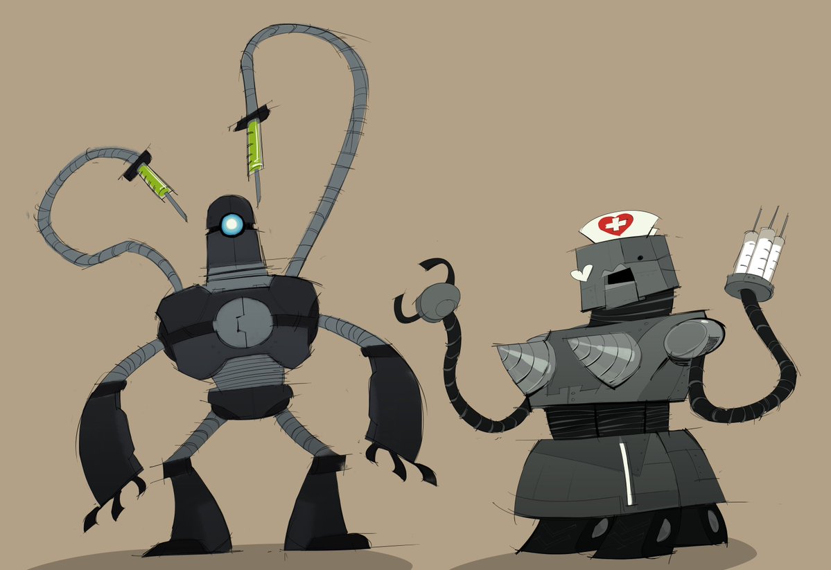 skunclove's tweet photo. not nurse bot mogging the fugly doktorbot 😭😭😭😭😭 https://t.co/wTuuQ543QG