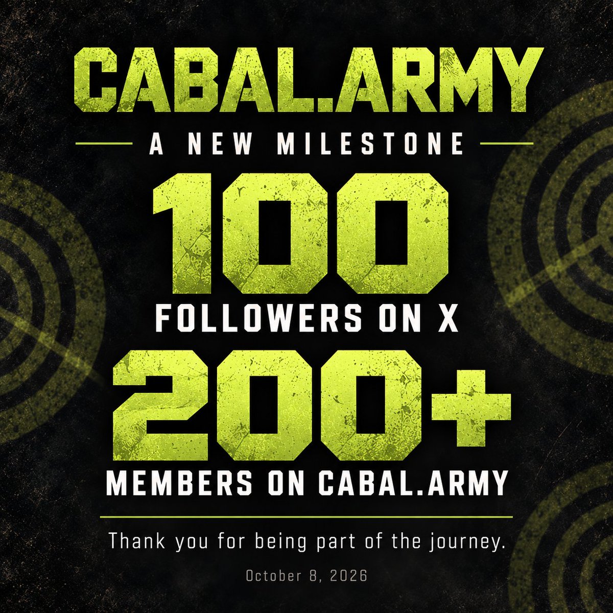 Cabal_app's tweet photo. 100 followers on X. 200+ members on https://t.co/RZiUGRSSAR. 🚀

Small milestones, big motivation. Thank you to everyone supporting, sharing feedback, and building this community with us.

We’re just getting started. 🟢

Join the army 👉 https://t.co/u89MSyIF0a https://t.co/yh2Y25NvVe