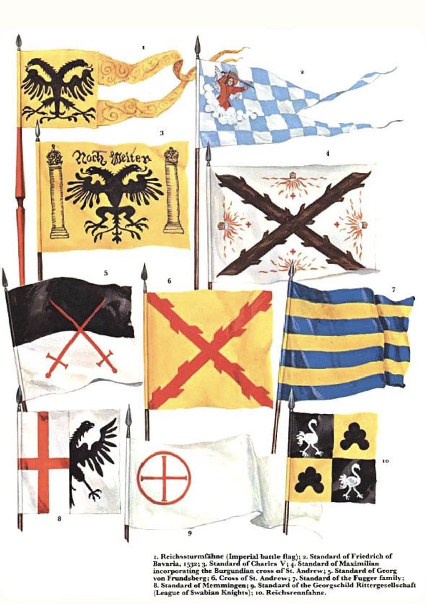 Argonaut1535's tweet photo. 👑⚔️16th C. Flags, Standards, and Banners of The Italian Wars (1494-1559) 🇪🇸🇩🇪🇮🇹🇳🇱🇦🇹🇧🇪🇨🇭🇫🇷 https://t.co/05945KScAY