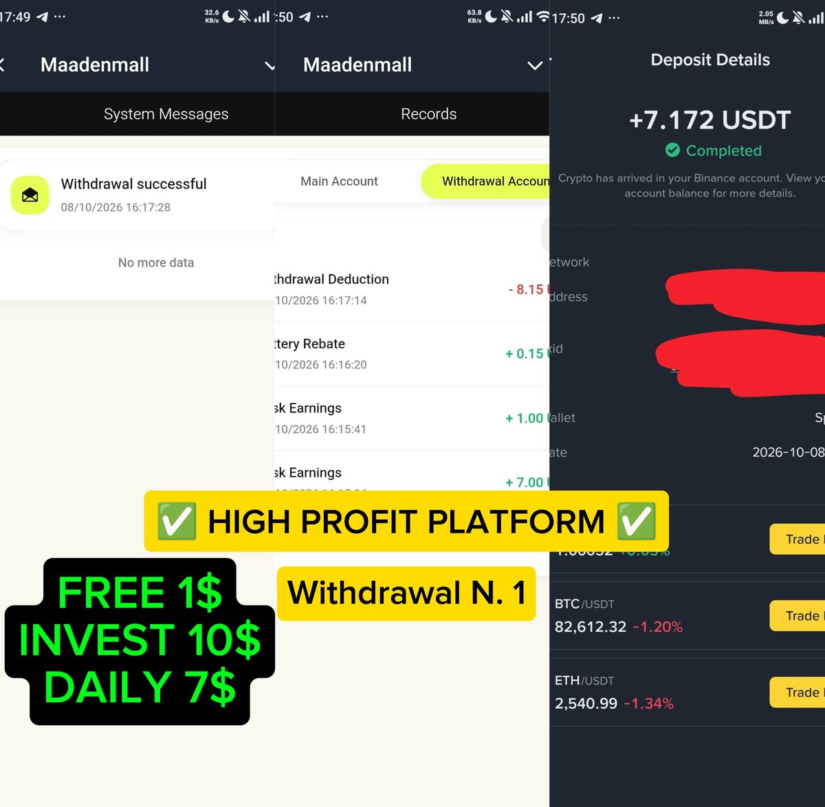 investingtech76's tweet photo. Welcome to 🔥Maaden-mall🔥

*⏰️LIVE 08-10-2026⏰* https://t.co/rbdT9VTOph
VIP1 Free 1$
🔴VIP2 Invest- 10$ keuntungan harian 7$

📌Join telegram for Registration link &amp; More information
https://t.co/3DD9bat3gg
#cryptocomuinity #web3 #crypto #business #Passiveincoe #onlineearn https://t.co/er3YuMyXh1