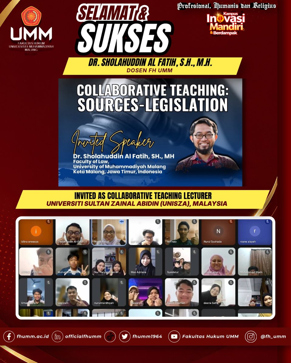 fhumm1964's tweet photo. FROM MALANG TO MALAYSIA: SHARING KNOWLEDGE, BUILDING GLOBAL CONNECTIONS

Kolaborasi akademik lintas negara kembali dilakukan Fakultas Hukum Universitas Muhammadiyah Malang (FH UMM)! https://t.co/tbti6Ncfg6